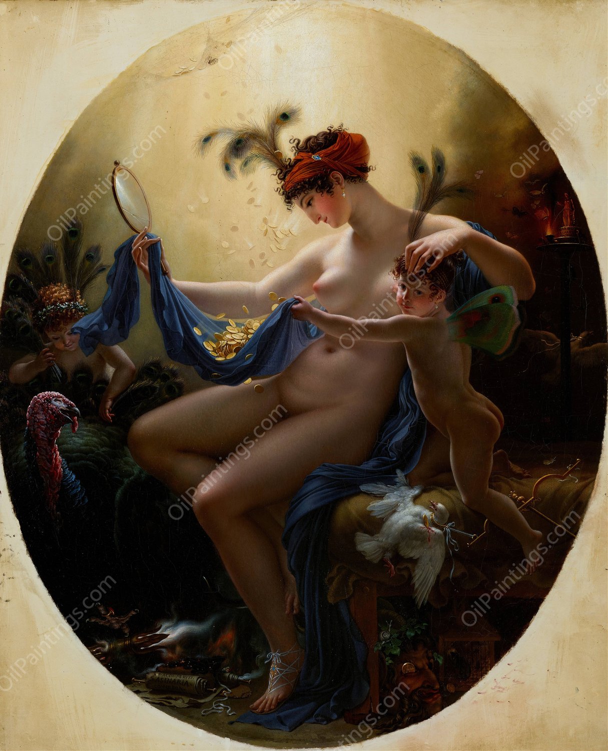 Portrait of Mlle. Lange As Danae  by Anne Louis Girodet-Trioson - Hand-Painted Oil Painting Reproduction