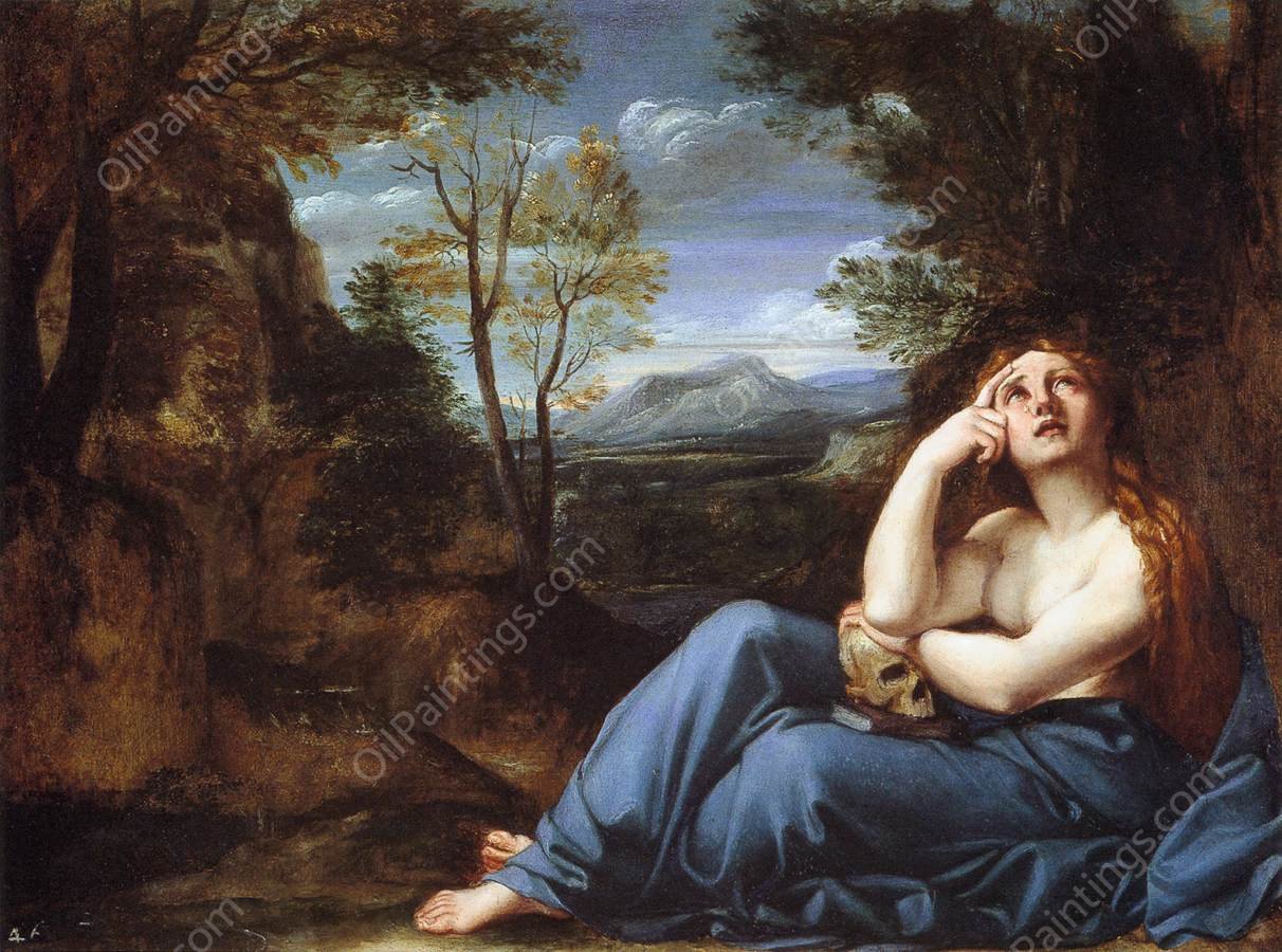 The Penitent Magdalene in a Landscape by Annibale Carracci - Hand-Painted Oil Painting Reproduction