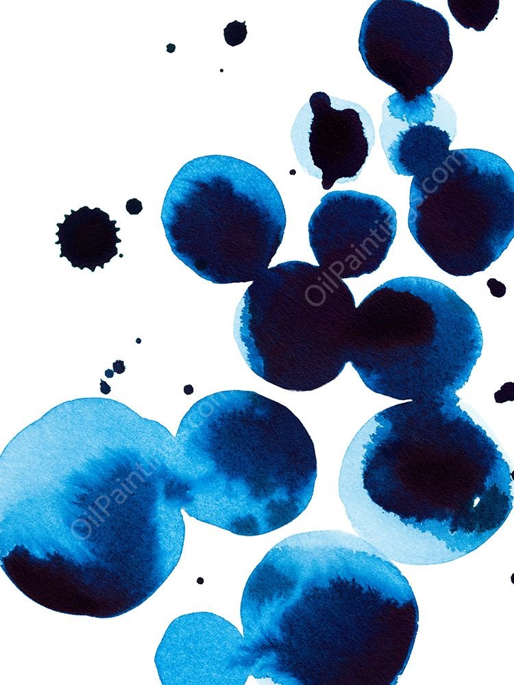 Blue Drops IV by Annie Warren - Hand-Painted Oil Painting Reproduction