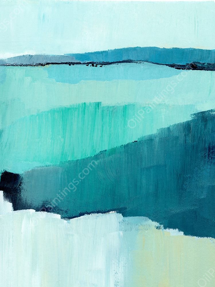 Cyan Reflections II by Annie Warren - Hand-Painted Oil Painting Reproduction