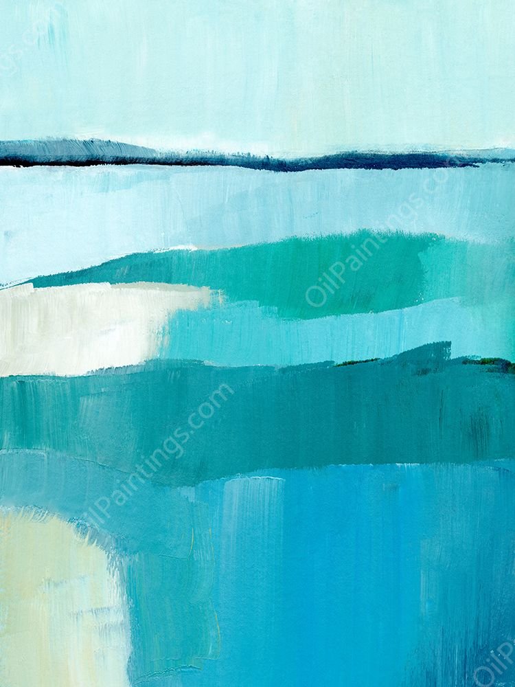 Cyan Reflections IV by Annie Warren - Hand-Painted Oil Painting Reproduction