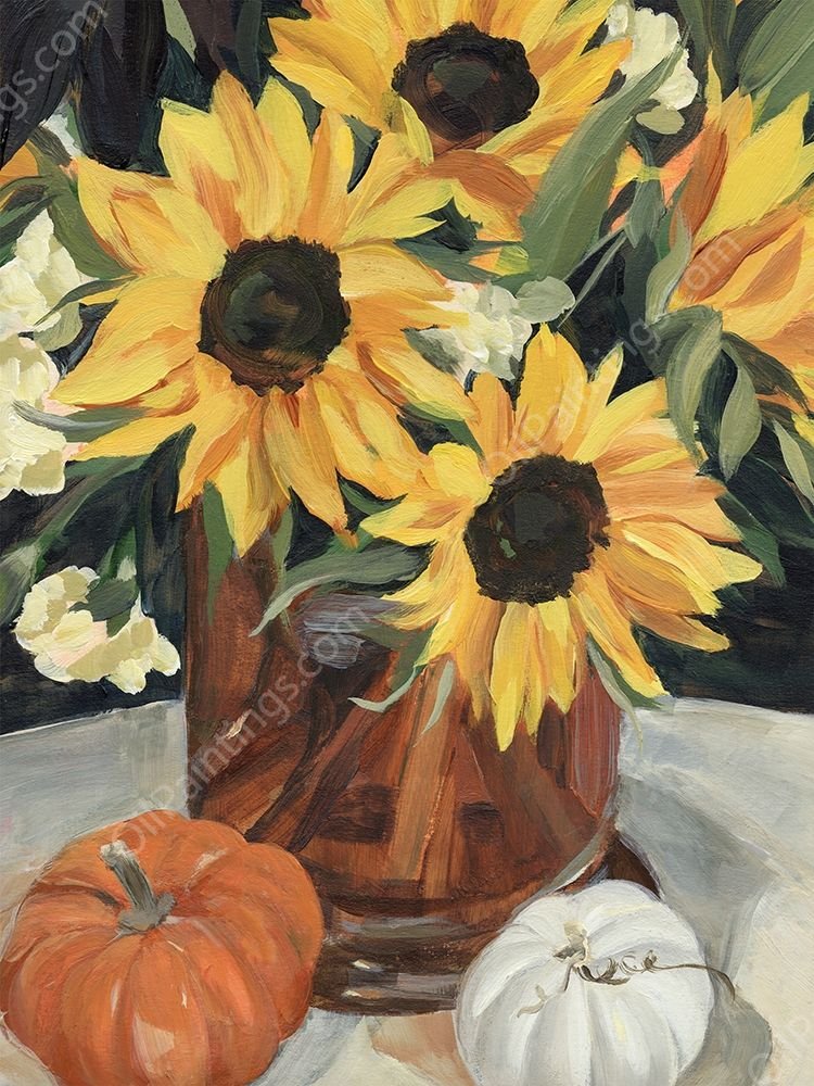 Sunflower Vase I by Annie Warren - Hand-Painted Oil Painting Reproduction