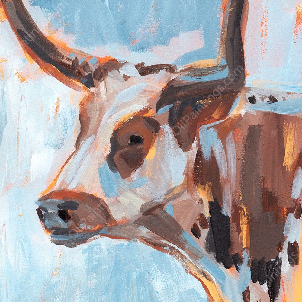 Vivid Cattle II by Annie Warren - Hand-Painted Oil Painting Reproduction