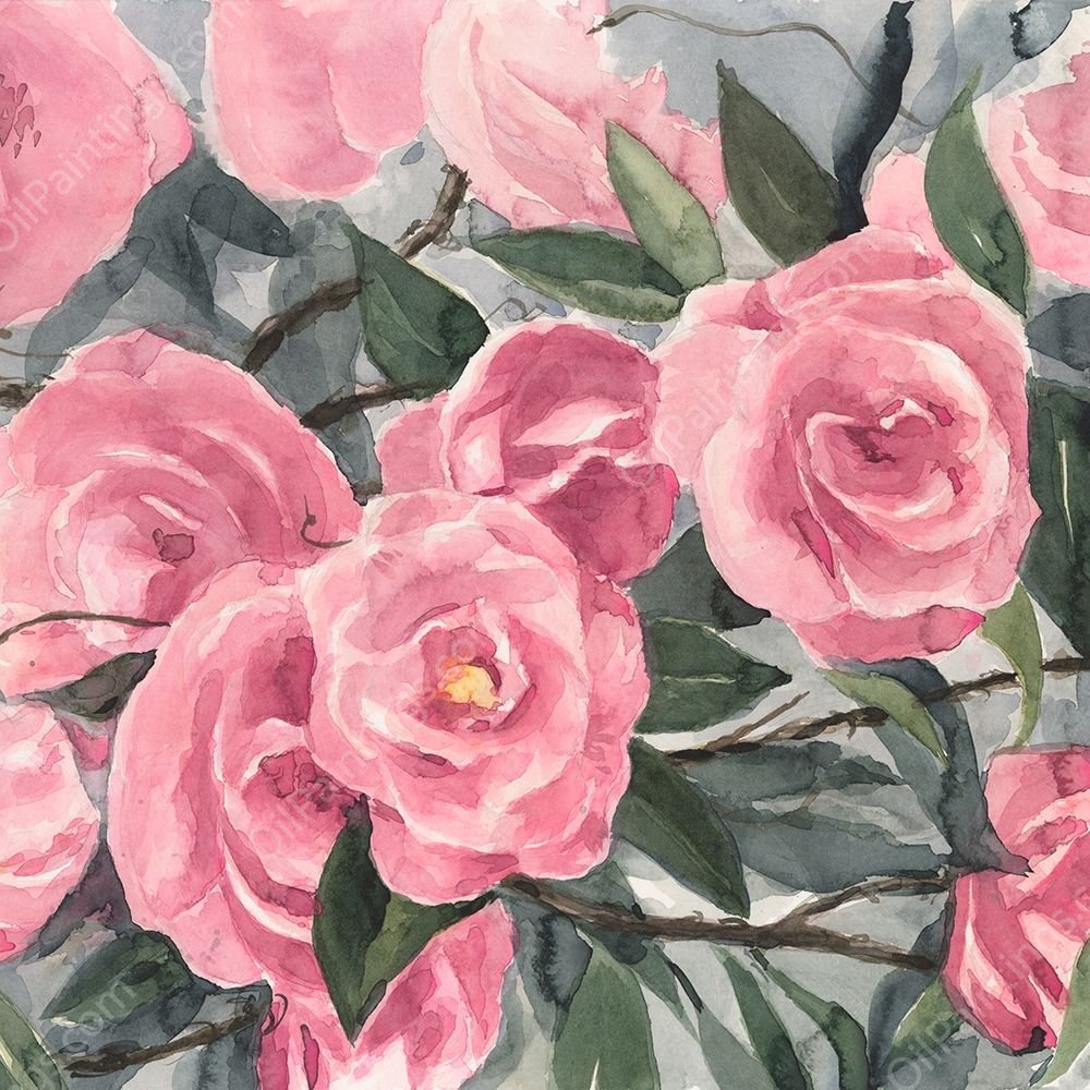 Watercolor Roses II by Annie Warren - Hand-Painted Oil Painting Reproduction
