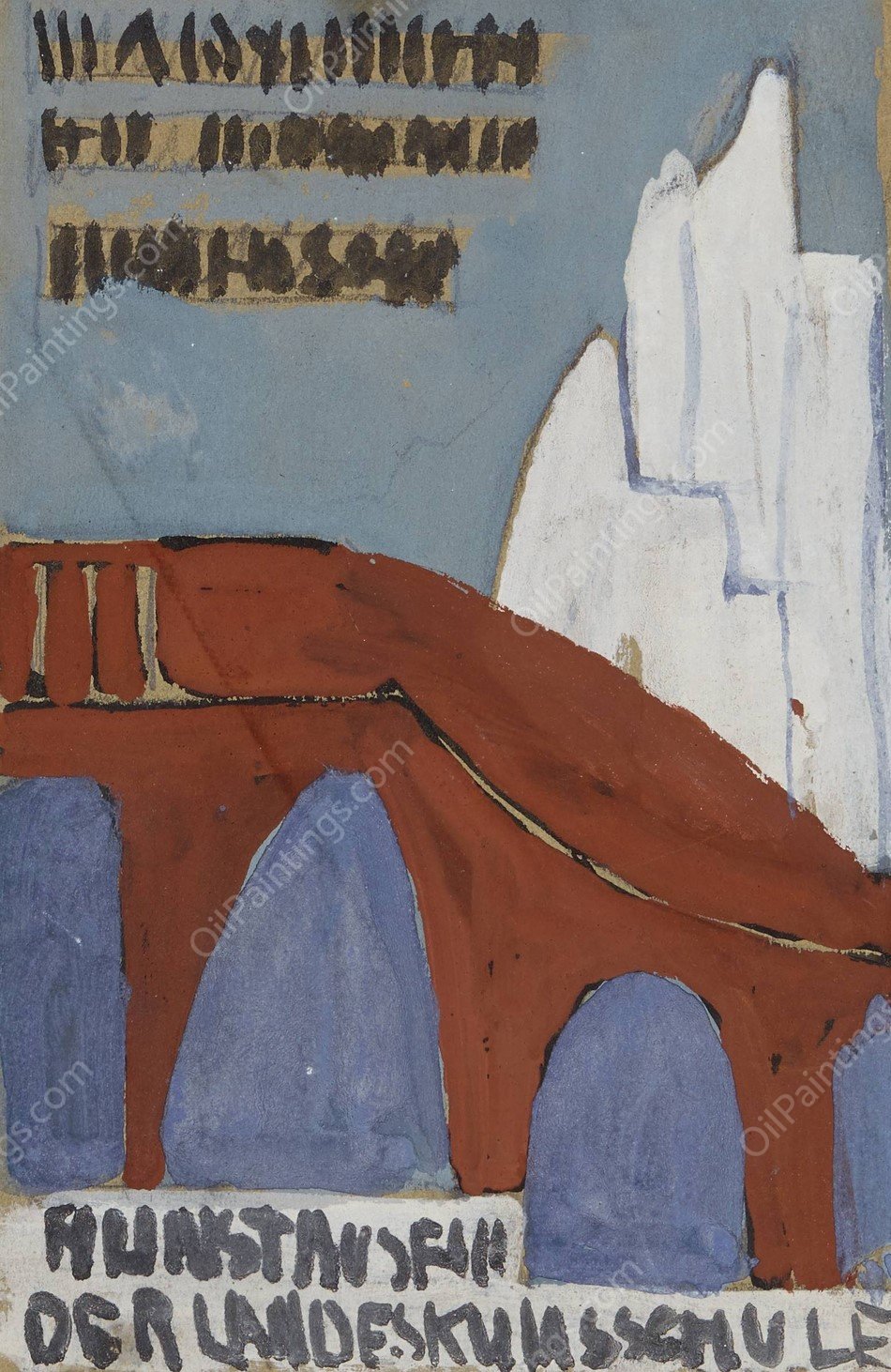 Entwurf Kunstmuseum der Landeskunstschule  by Anny Dollschein - Hand-Painted Oil Painting Reproduction