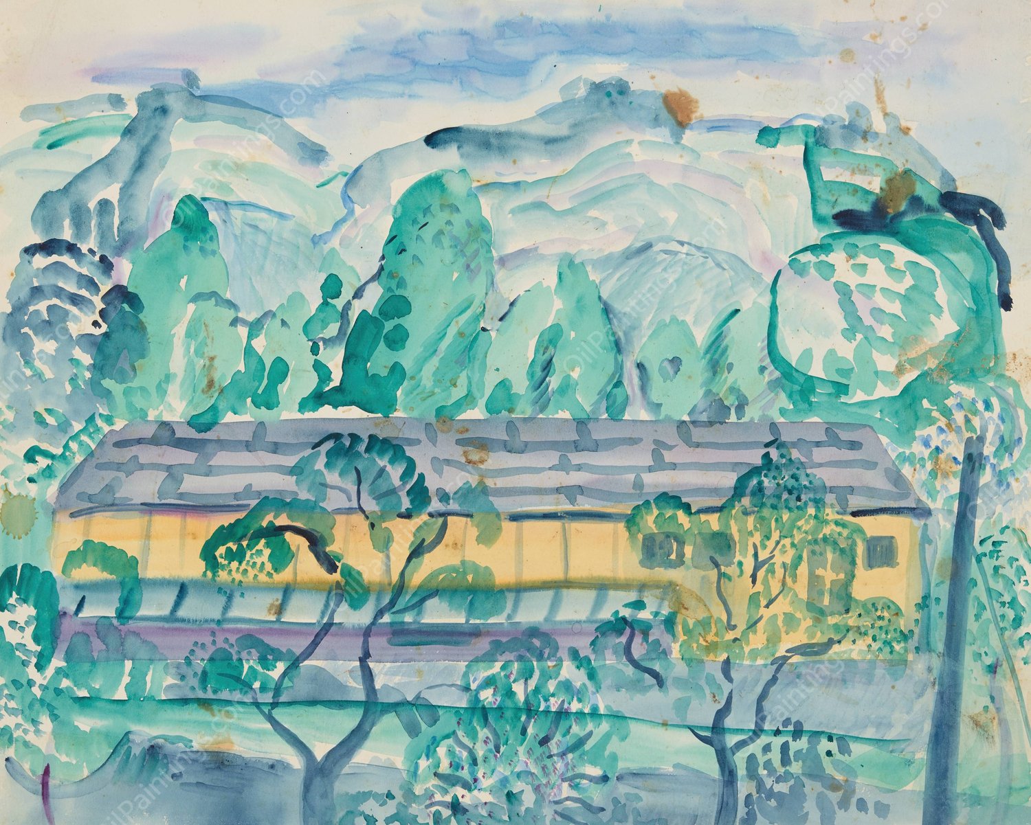 Haus im Grunen  by Anny Dollschein - Hand-Painted Oil Painting Reproduction