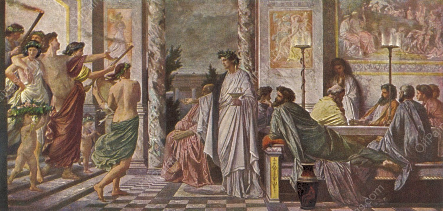 Gastmahl des Plato by Anselm Feuerbach - Hand-Painted Oil Painting Reproduction
