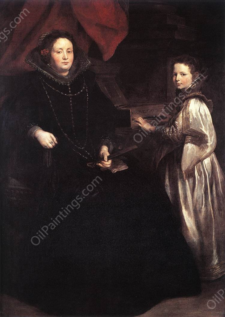 Portrait of Porzia Imperiale and Her Daughter by Anthony Van Dyck - Hand-Painted Oil Painting Reproduction