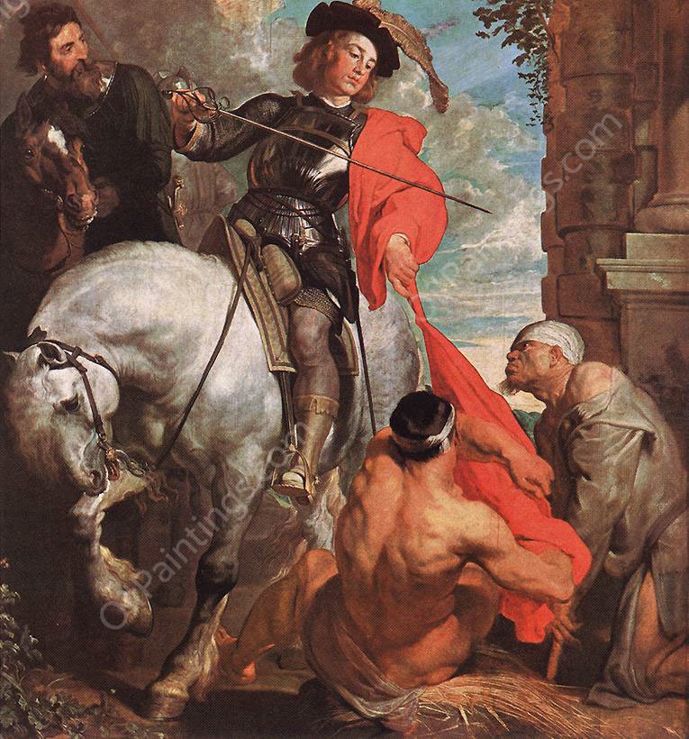 St Martin Dividing His Cloak by Anthony Van Dyck - Hand-Painted Oil Painting Reproduction