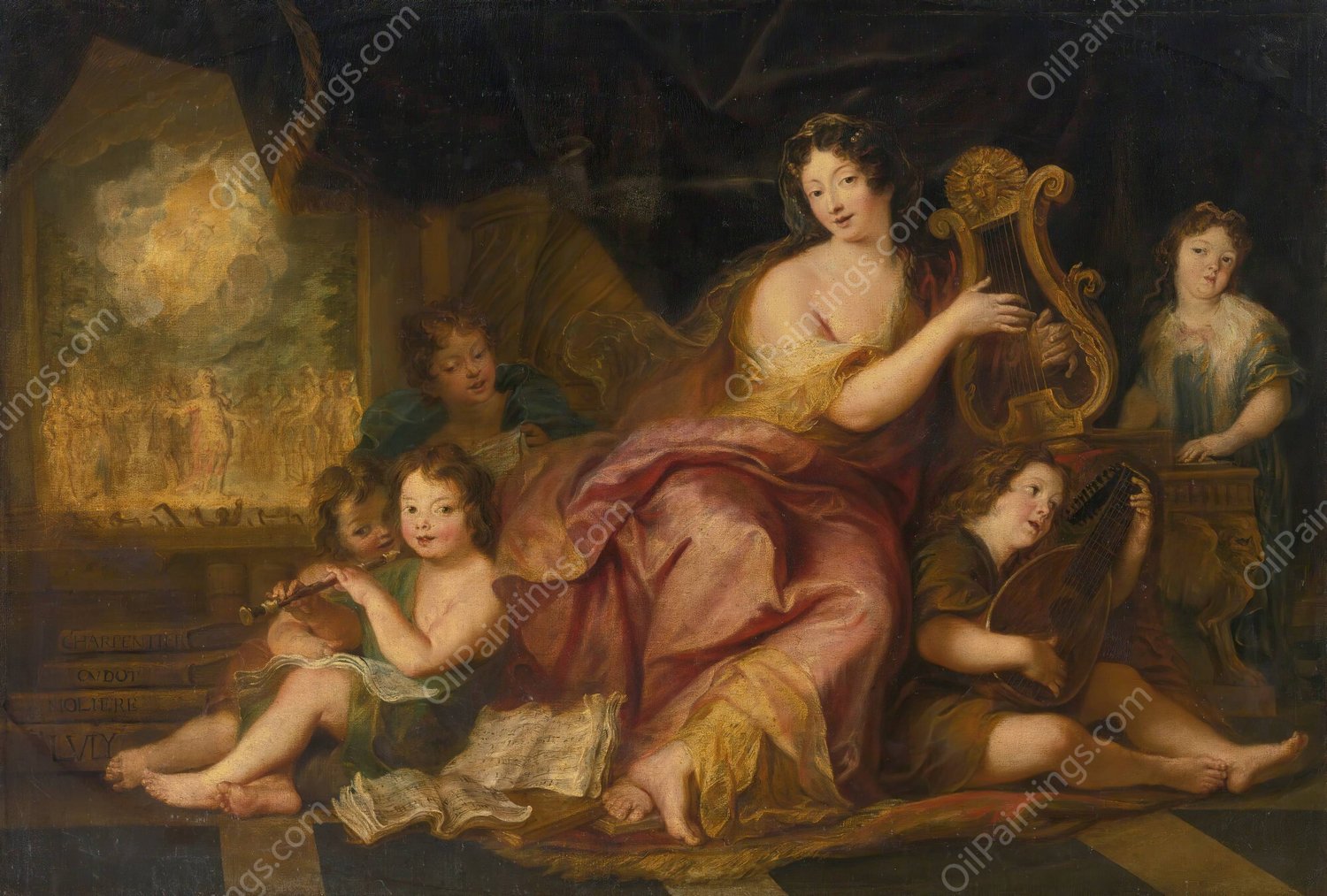 Allegory Of Music  by Antoine Coypel - Hand-Painted Oil Painting Reproduction