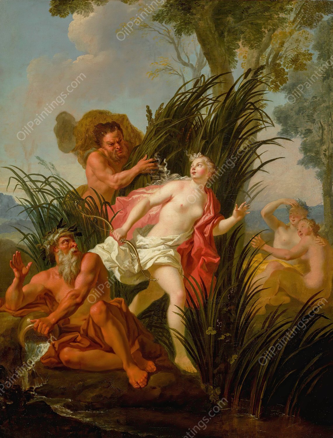 Alpheus Pursuing Arethusa by Antoine Coypel - Hand-Painted Oil Painting Reproduction