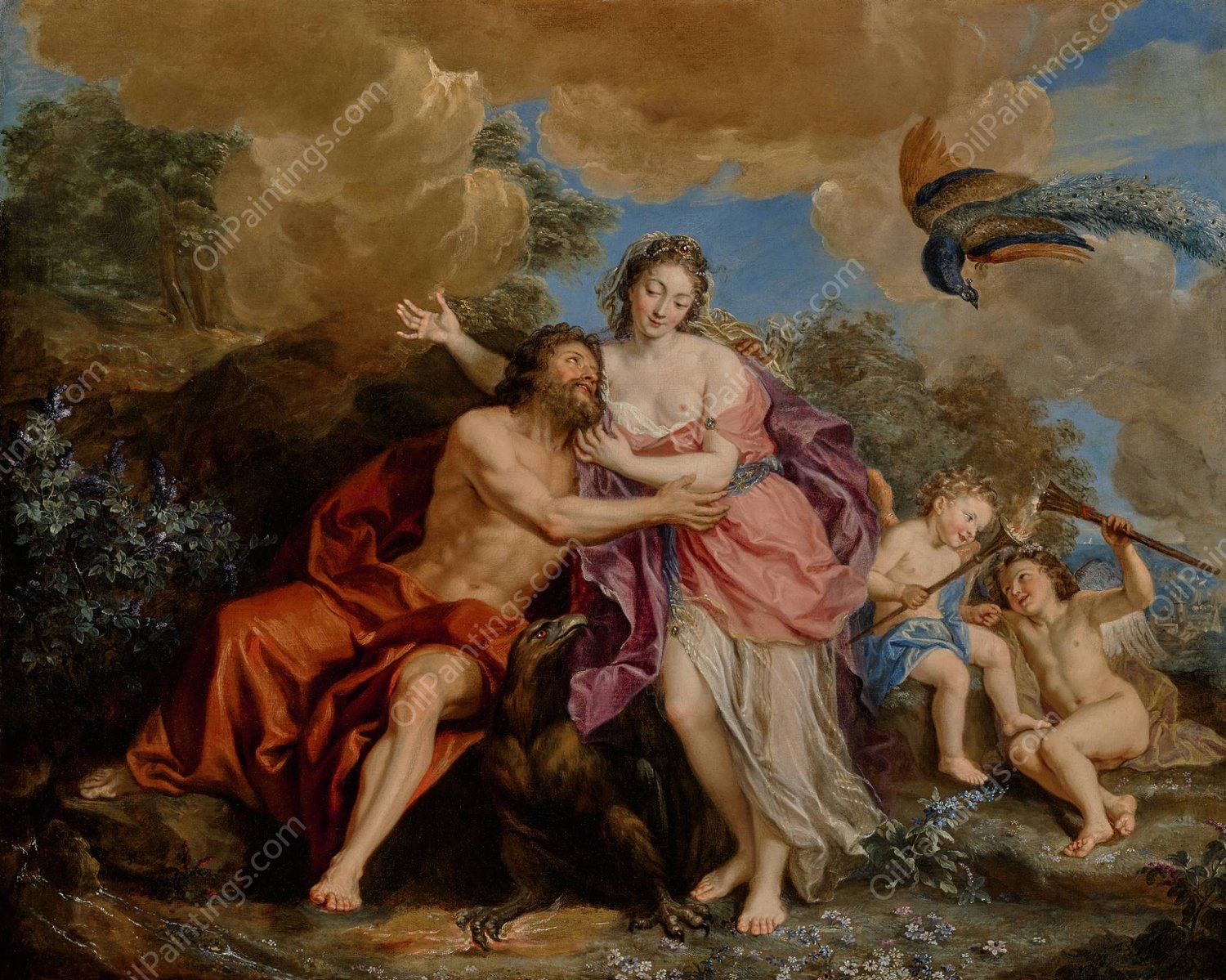 Jupiter And Juno On Mount Ida  by Antoine Coypel - Hand-Painted Oil Painting Reproduction