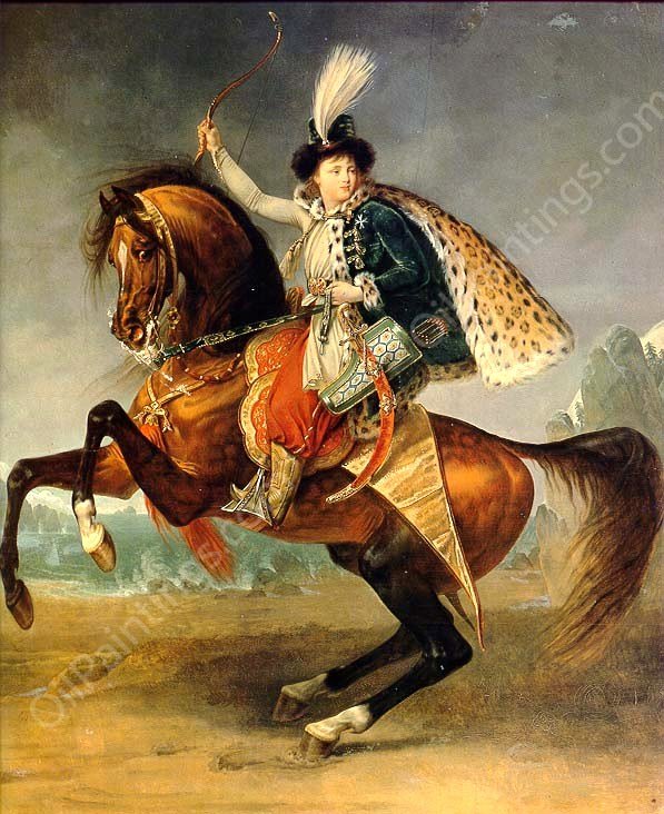 Equestrian Portrait of Boris Yusupov  by Antoine-Jean Gros - Hand-Painted Oil Painting Reproduction