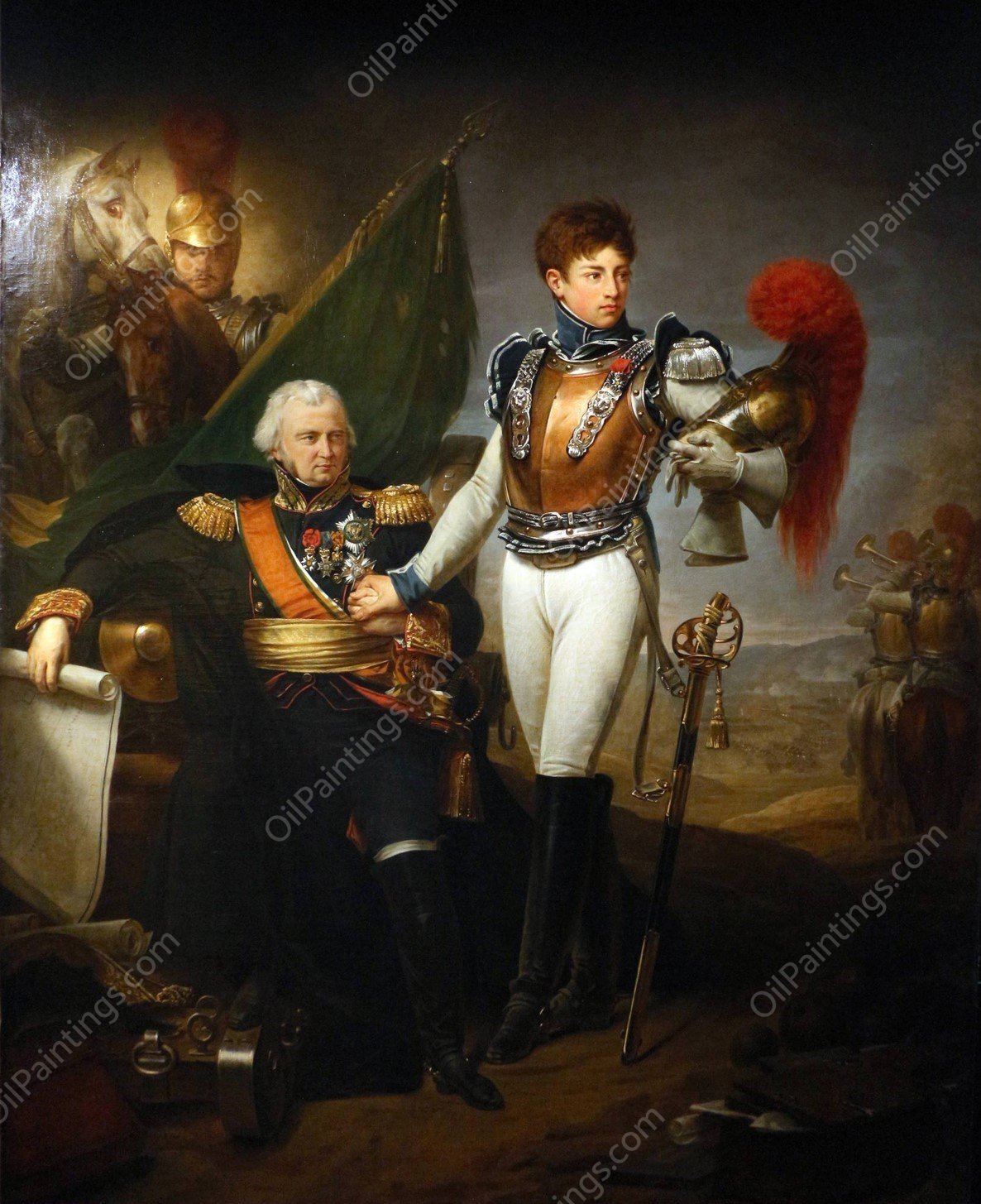 il generale di lariboisiere dice addio al figlio alla vigilia della battaglia di borodino  by Antoine-Jean Gros - Hand-Painted Oil Painting Reproduction