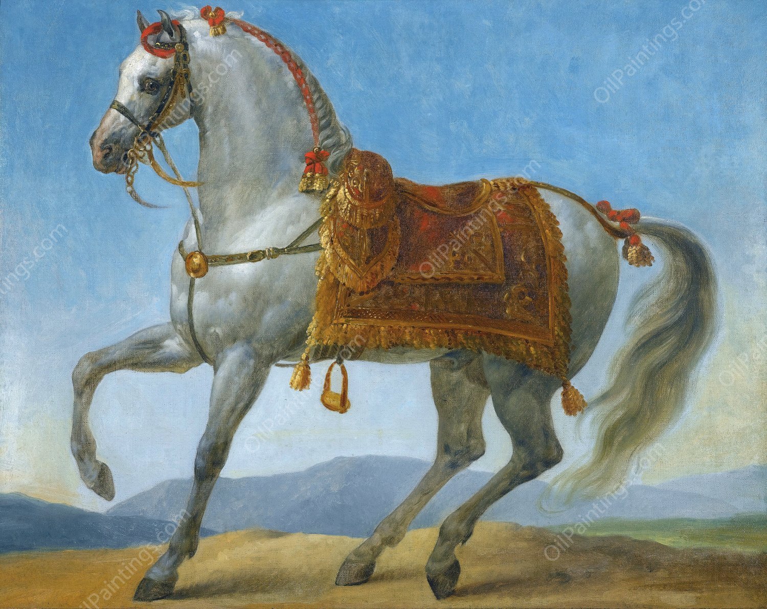 Napoleon Bonaparte's Arab Stallion by Antoine-Jean Gros - Hand-Painted Oil Painting Reproduction
