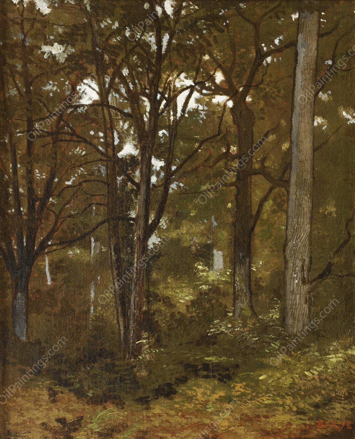 Forest Of Fontainebleau by Antoine-Louis Barye - Hand-Painted Oil Painting Reproduction