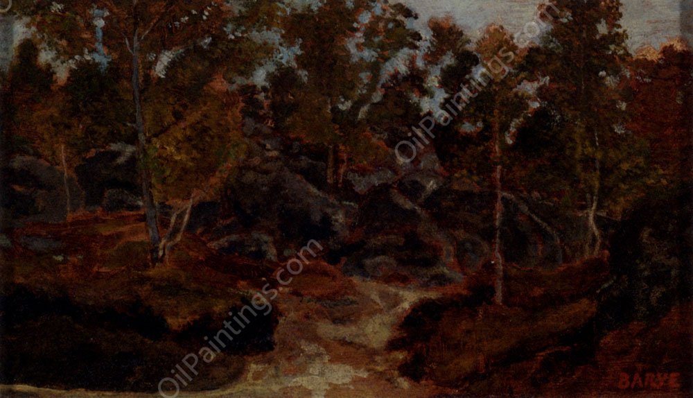Rochers En Foret De Fontainebleau by Antoine-Louis Barye - Hand-Painted Oil Painting Reproduction