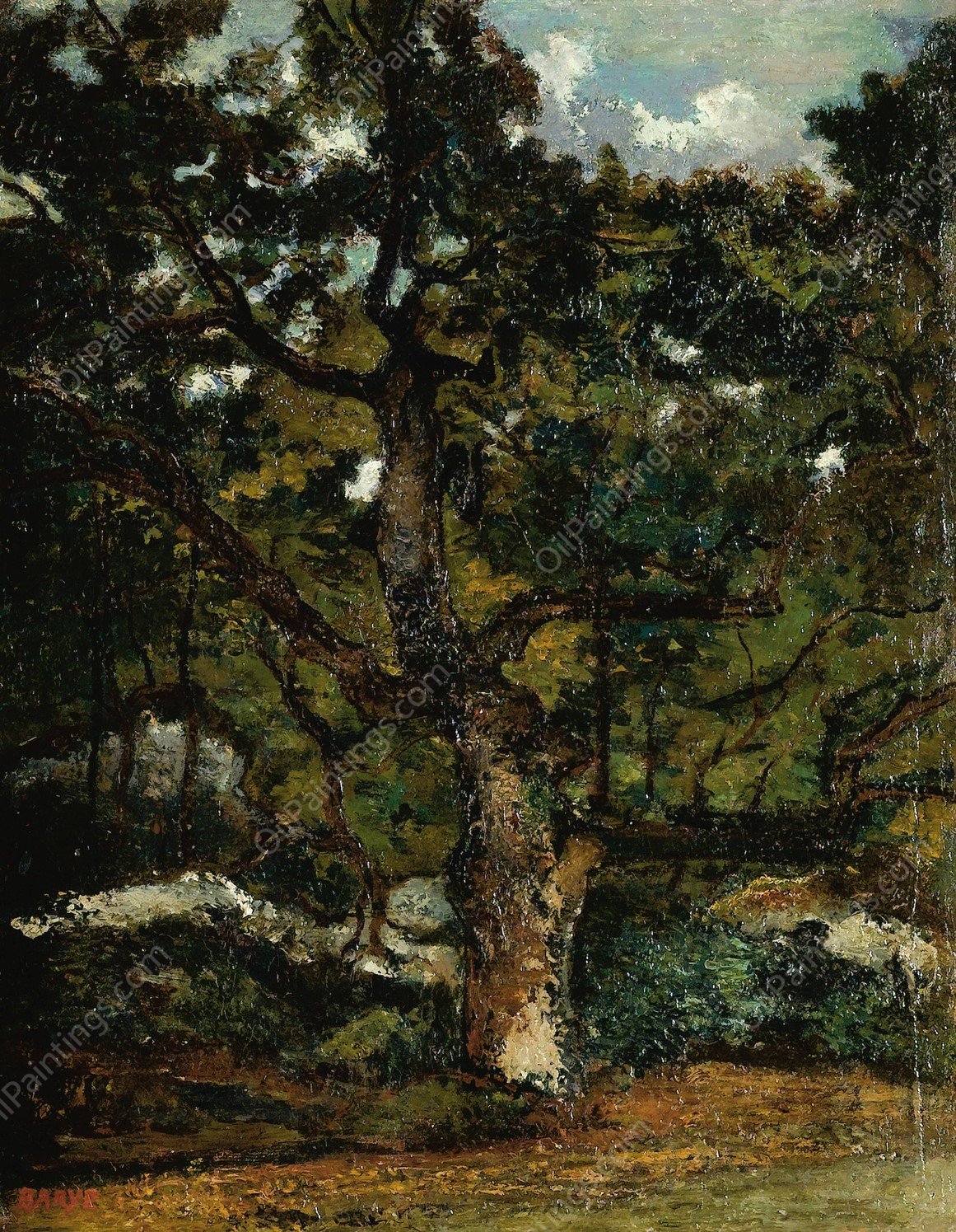 View Of The Fontainebleau Forest by Antoine-Louis Barye - Hand-Painted Oil Painting Reproduction