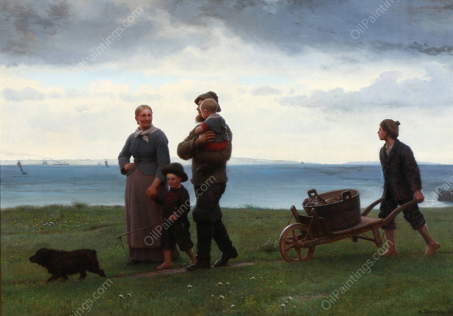 I Skumringen. Fra stejlepladsen i Sletten  by Anton Dorph - Hand-Painted Oil Painting Reproduction