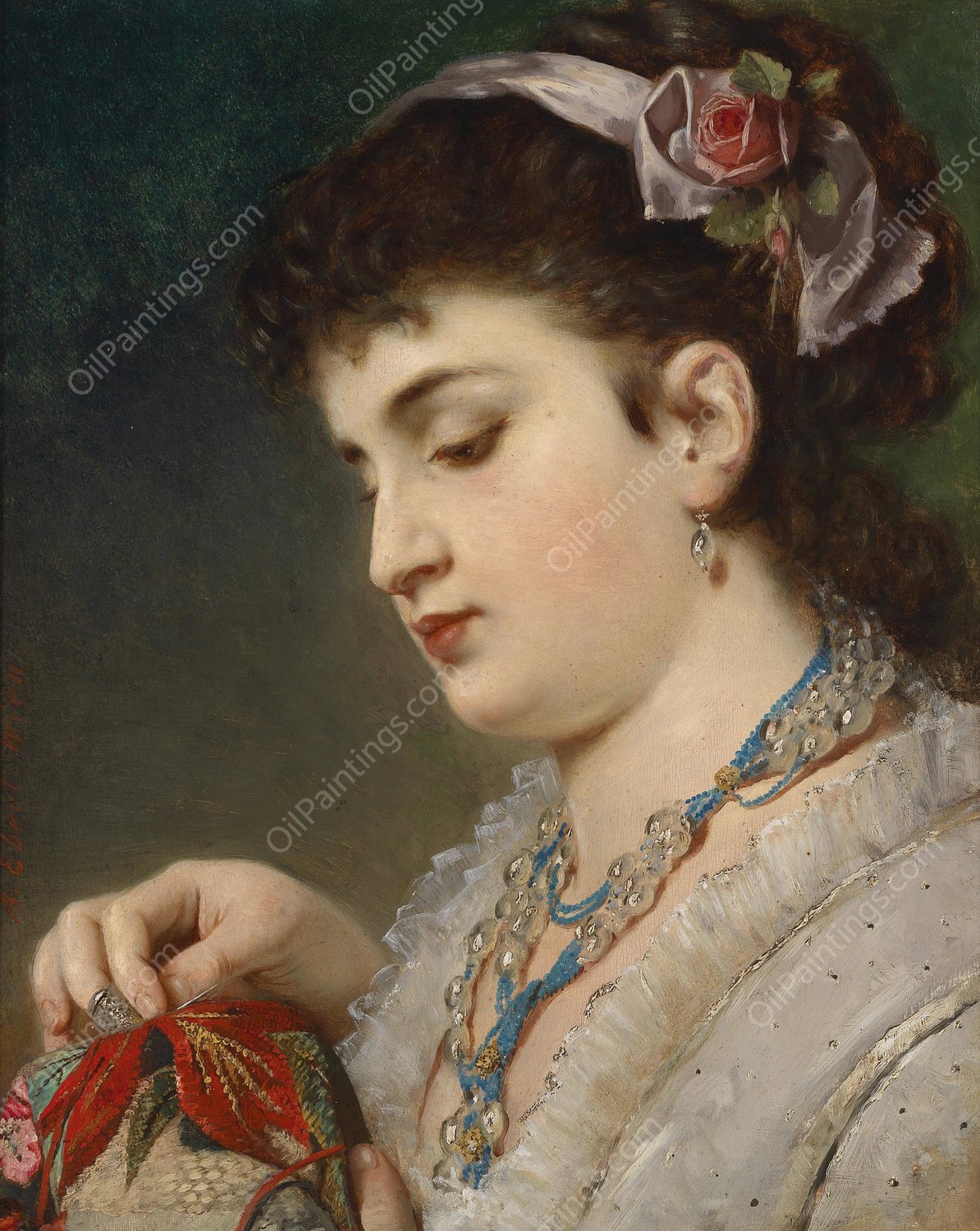 Handarbeit by Anton Ebert - Hand-Painted Oil Painting Reproduction