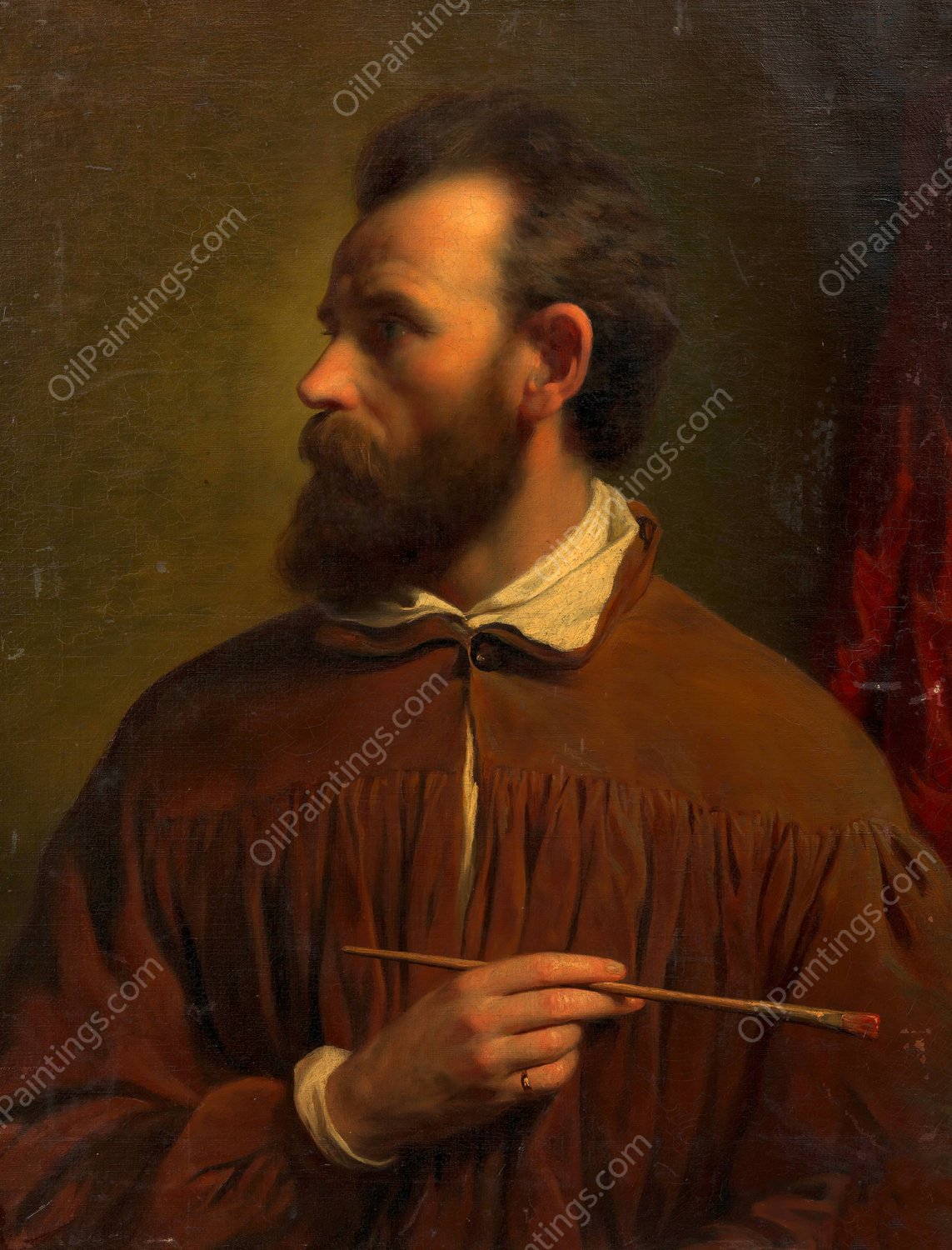 Selbstbildnis Friedrich von Amerling  by Anton Ebert - Hand-Painted Oil Painting Reproduction