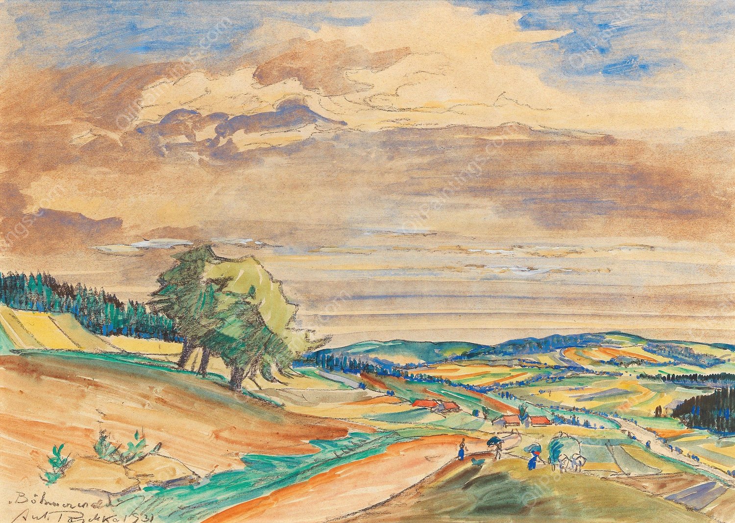 Bohmerwald  by Anton Emanuel Peschka - Hand-Painted Oil Painting Reproduction