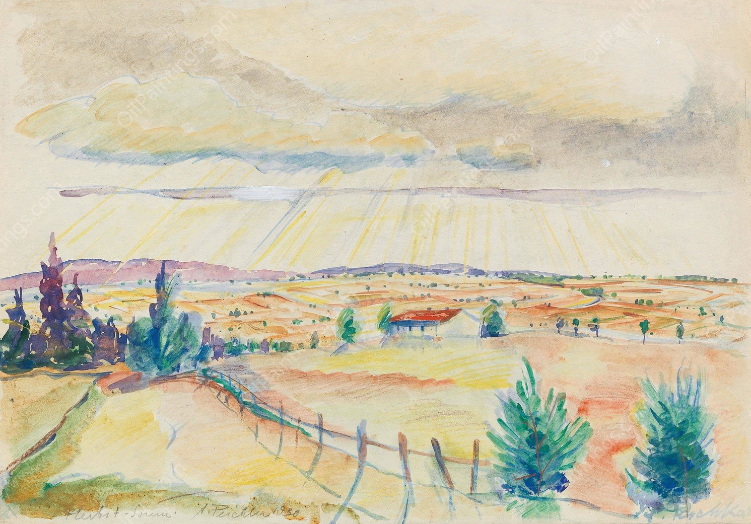 Herbstsonne by Anton Emanuel Peschka - Hand-Painted Oil Painting Reproduction