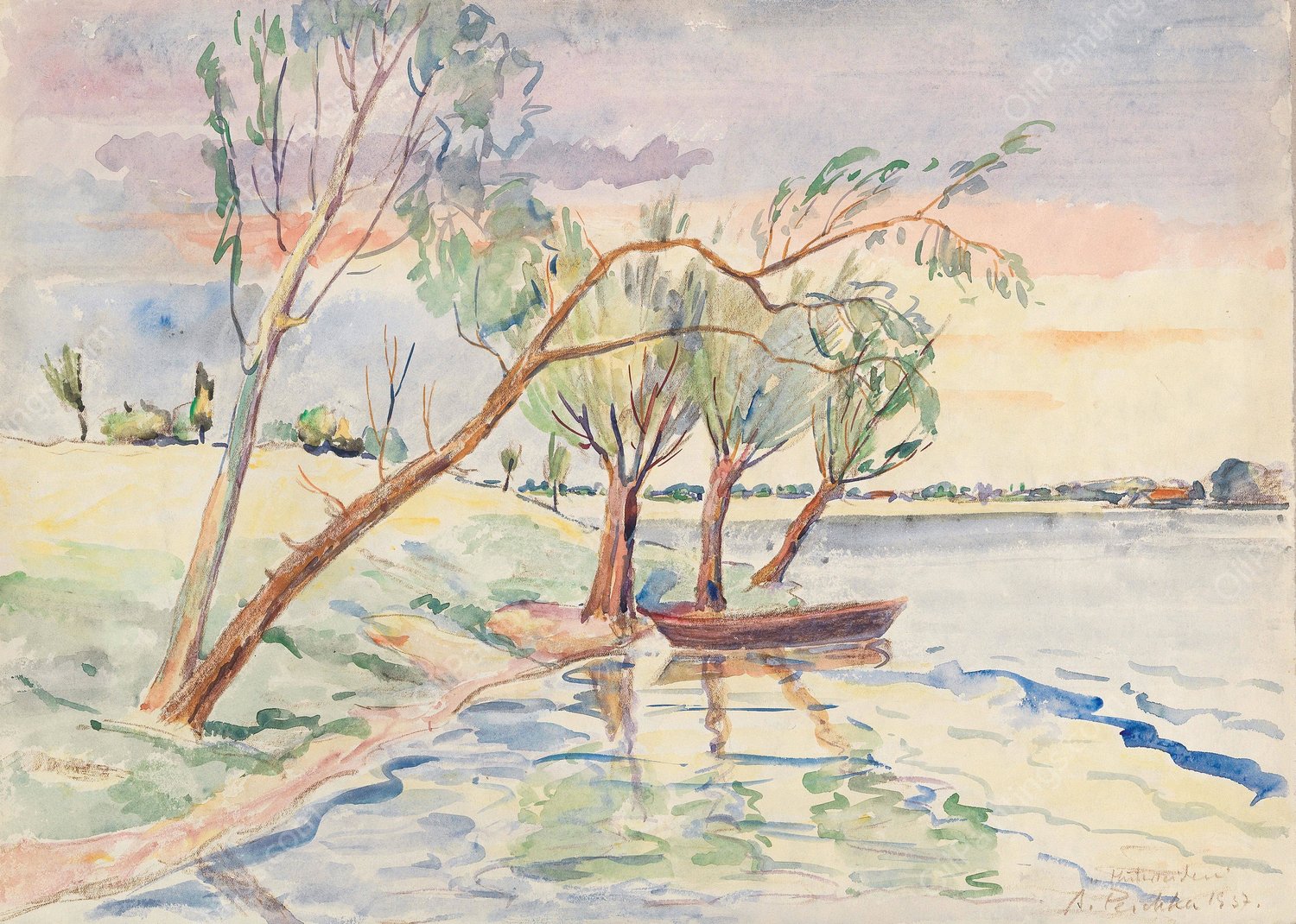 Hutweiden by Anton Emanuel Peschka - Hand-Painted Oil Painting Reproduction