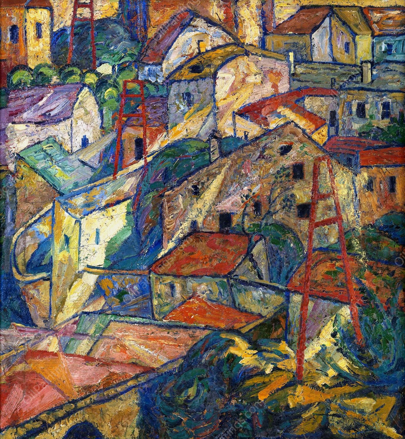 Krumauer Stadtlandschaft  by Anton Emanuel Peschka - Hand-Painted Oil Painting Reproduction