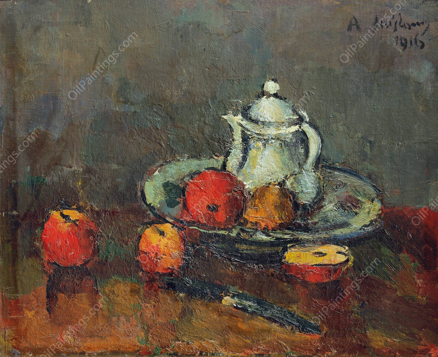 Apfelstillleben  by Anton Faistauer - Hand-Painted Oil Painting Reproduction