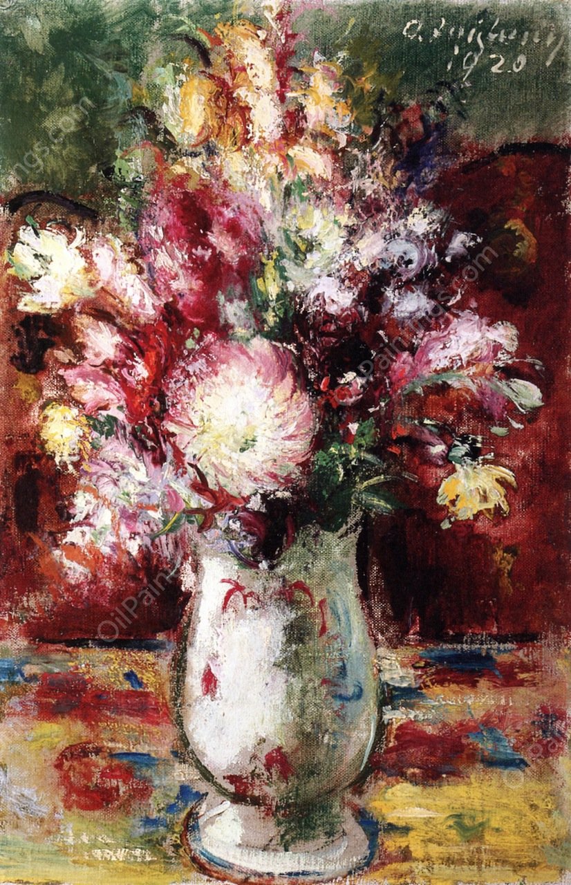 Bouquet in a Bright Porcelain Vase by Anton Faistauer - Hand-Painted Oil Painting Reproduction