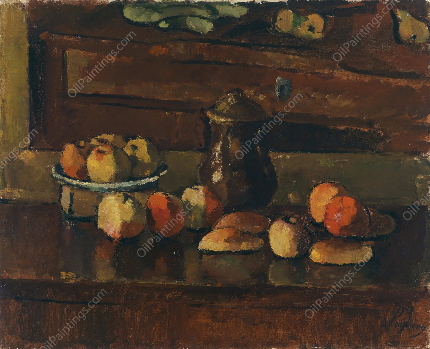 Obststilleben mit Kanne  by Anton Faistauer - Hand-Painted Oil Painting Reproduction