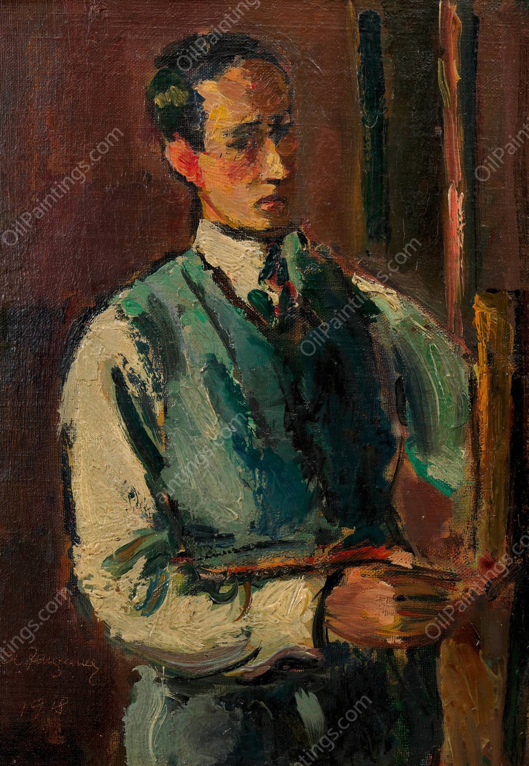 Selbstbildnis Anton Faistauer  by Anton Faistauer - Hand-Painted Oil Painting Reproduction