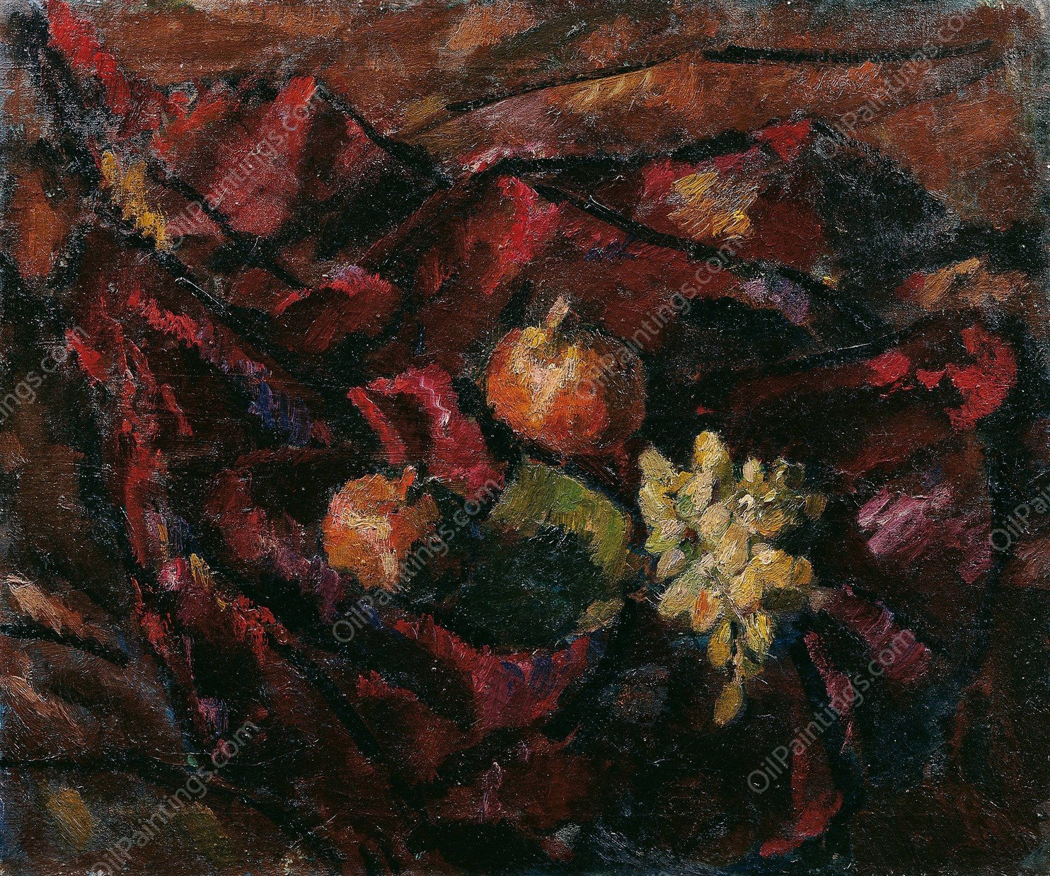 Stillleben Mit Weintrauben Und apfeln  by Anton Faistauer - Hand-Painted Oil Painting Reproduction