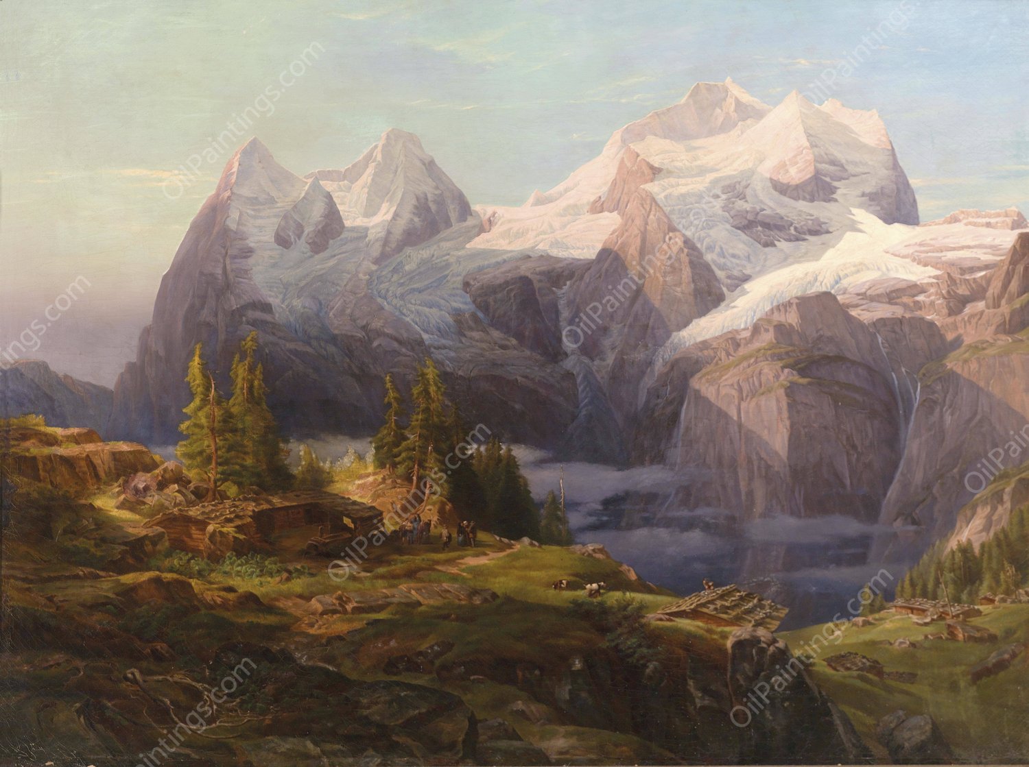 Eiger Monch Jungfrau  by Anton Hansch - Hand-Painted Oil Painting Reproduction