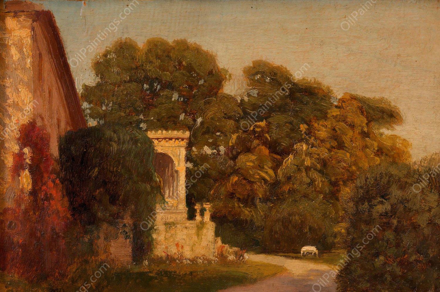 Partie aus dem Doblhoffpark in Baden  by Anton Hlavacek - Hand-Painted Oil Painting Reproduction