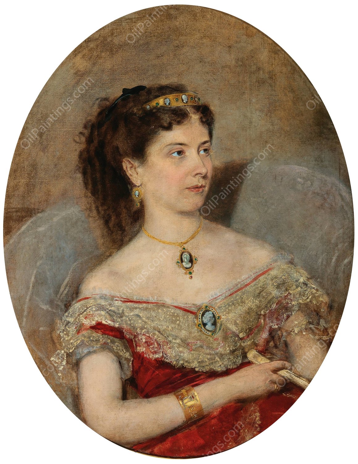 Furstin Maria von Stackelberg by Anton Romako - Hand-Painted Oil Painting Reproduction