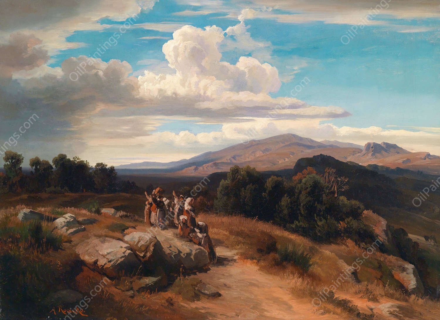 Spanische Landschaft by Anton Romako - Hand-Painted Oil Painting Reproduction