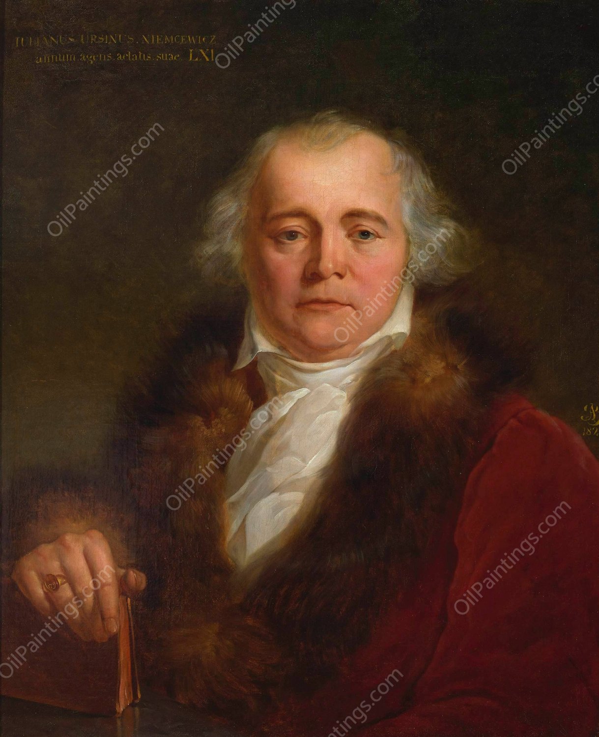 Portrait of Julian Ursyn Niemcewicz  by Antoni Brodowski - Hand-Painted Oil Painting Reproduction