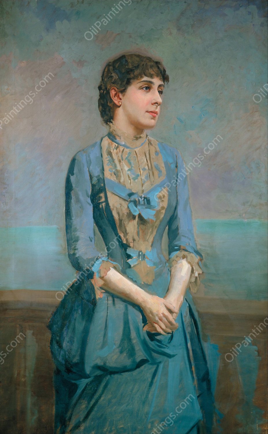 Portrait Of Lluisa Dulce I Tresserra, Marquise Of Castellflorite  by Antoni Caba - Hand-Painted Oil Painting Reproduction