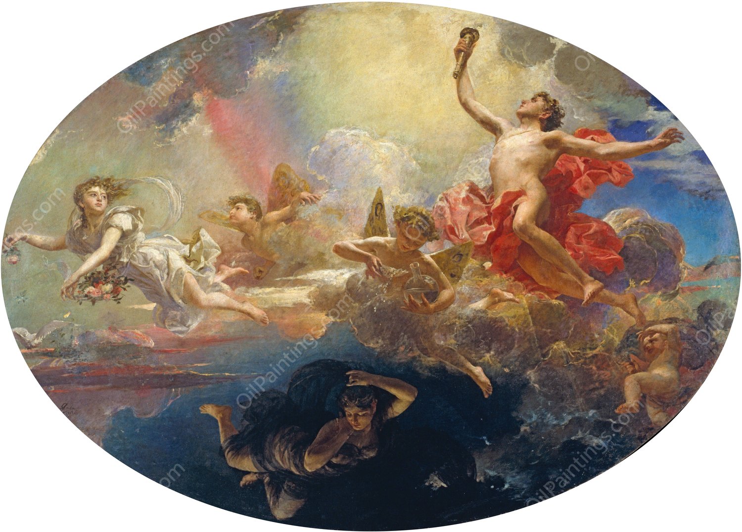 The Triumph of Day over Night Preceded by Dawn  by Antoni Caba - Hand-Painted Oil Painting Reproduction