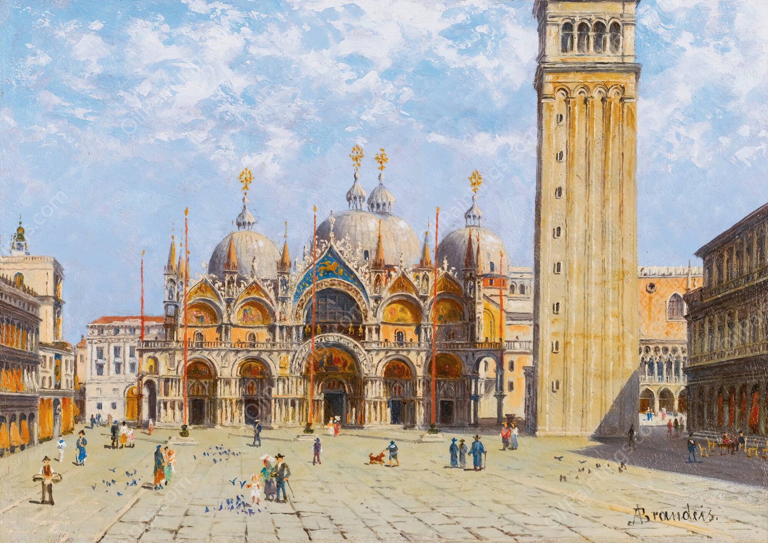 Basilica Di San Marco by Antonietta Brandeis - Hand-Painted Oil Painting Reproduction