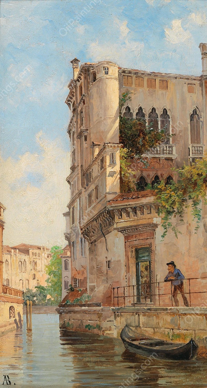 Venice, Rio San Trovaso by Antonietta Brandeis - Hand-Painted Oil Painting Reproduction