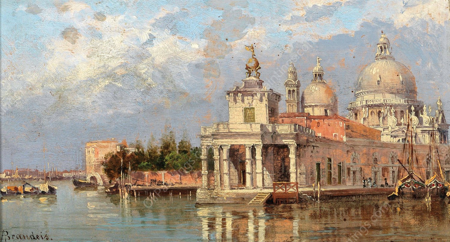 Venice, Santa Maria della Salute with Old Dogana by Antonietta Brandeis - Hand-Painted Oil Painting Reproduction