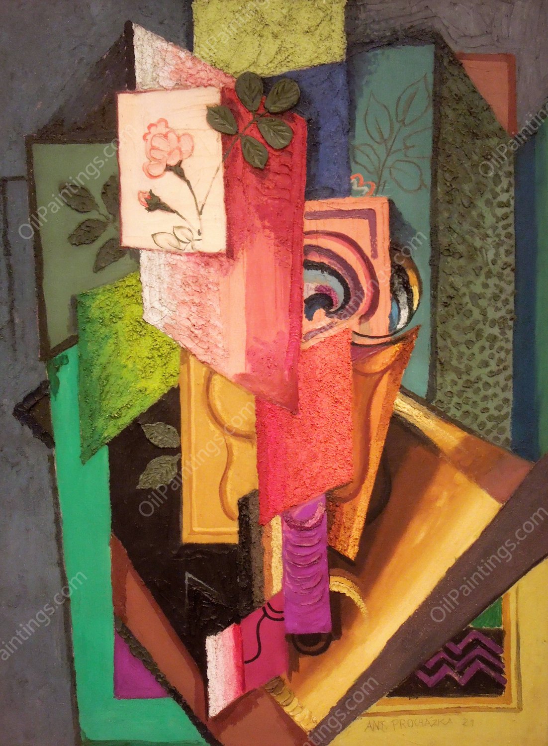 Still life. Bouquet of Roses  by Antonin Prochazka - Hand-Painted Oil Painting Reproduction