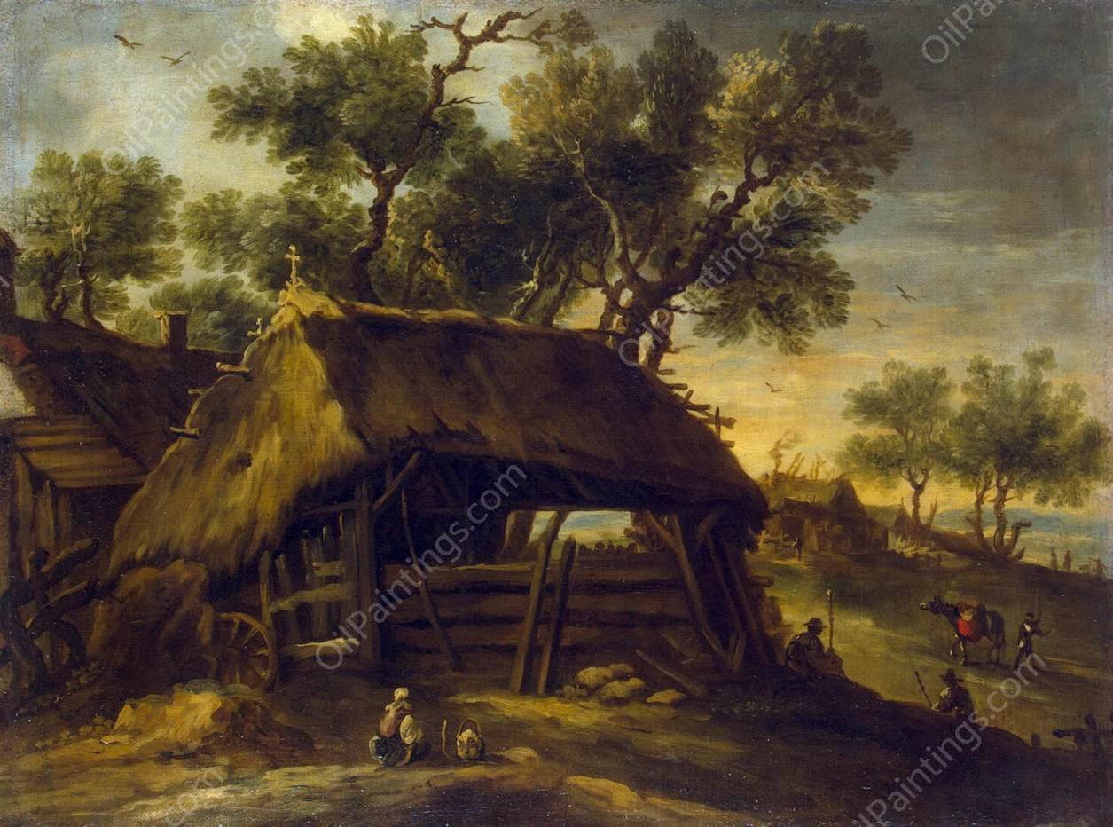 Landscape with Huts by Antonio Del Castillo - Hand-Painted Oil Painting Reproduction