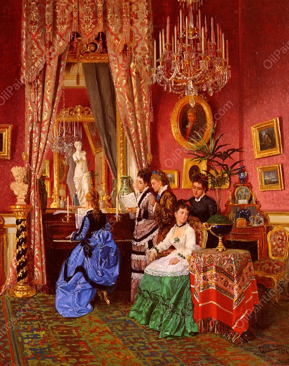 Musical Party by Antonio Garcia y Mencia - Hand-Painted Oil Painting Reproduction