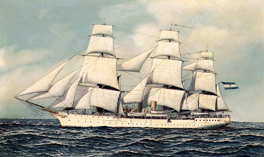 A Ship's Portrait by Antonio Jacobsen - Hand-Painted Oil Painting Reproduction