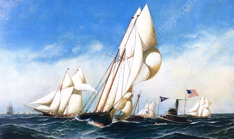 Rounding the Mark, NYCC Regatta by Antonio Jacobsen - Hand-Painted Oil Painting Reproduction