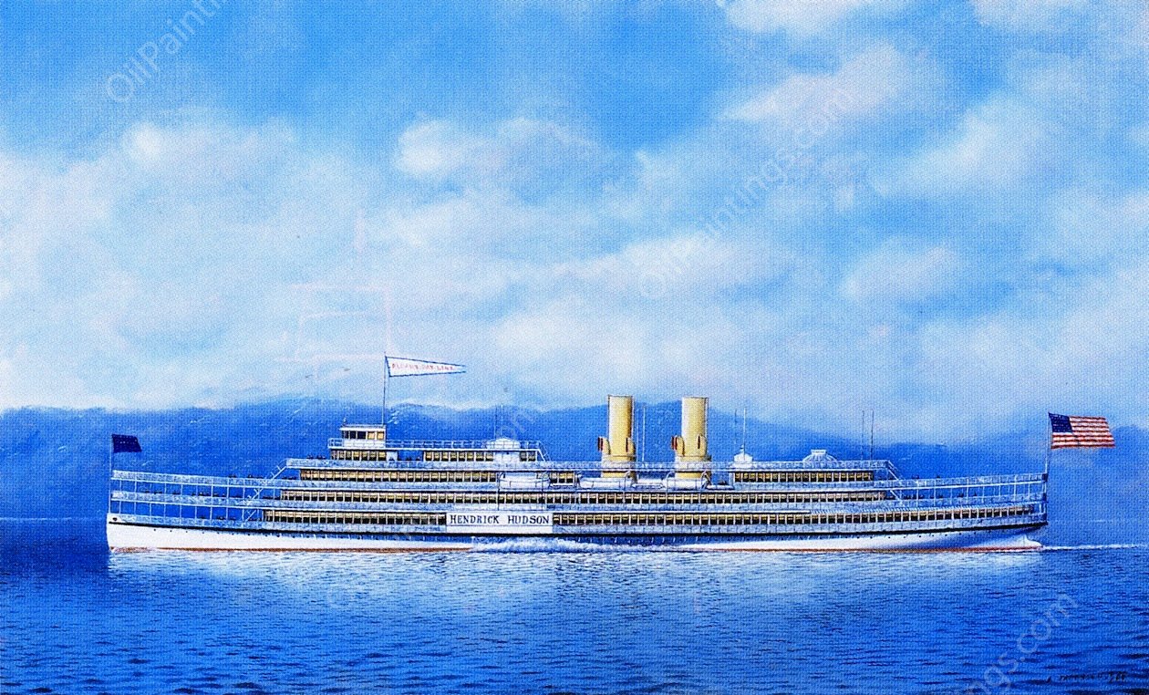 The Albany Dayliner, The Henrick Hudson by Antonio Jacobsen - Hand-Painted Oil Painting Reproduction